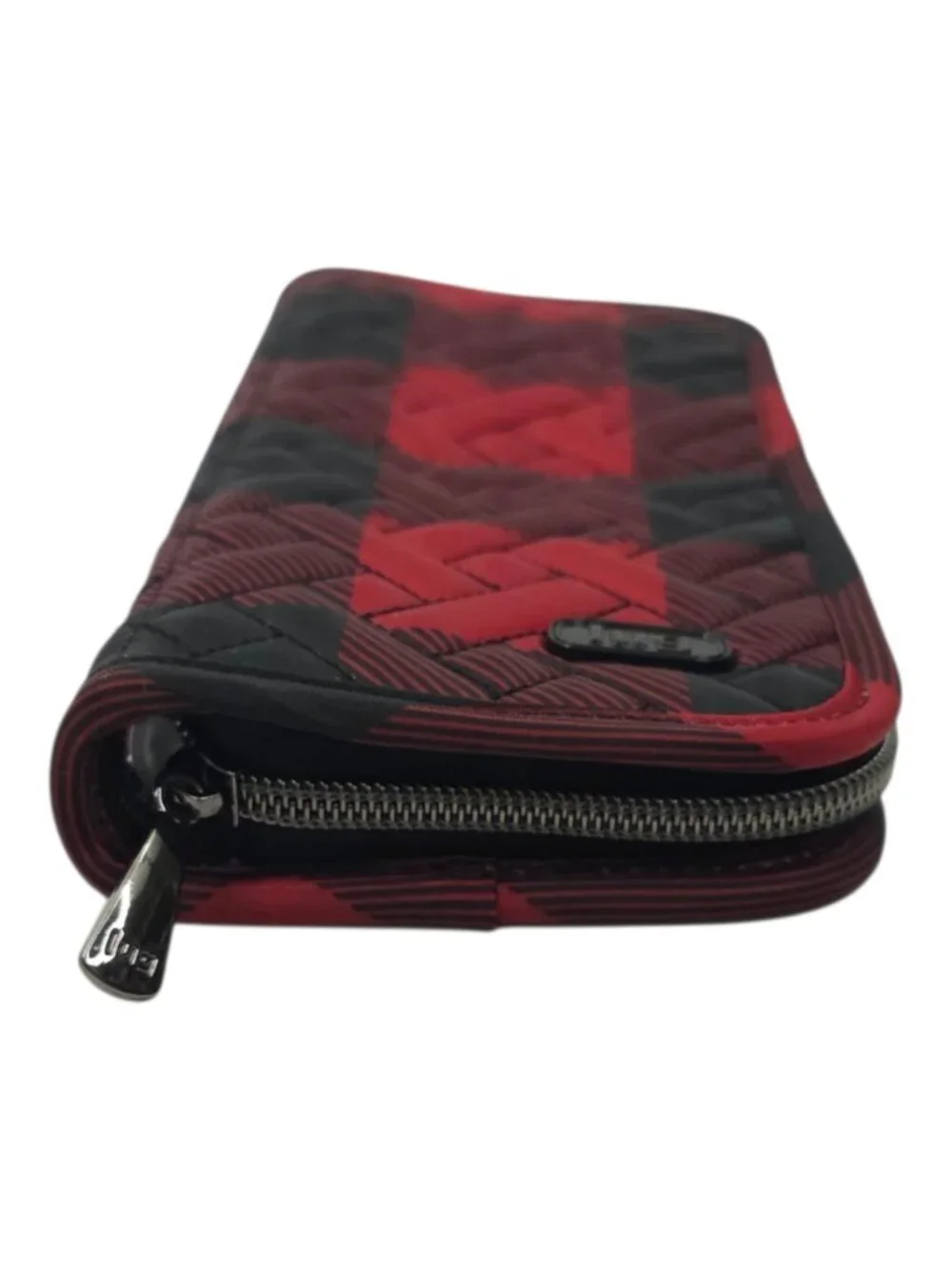 Lug Buffalo Check Red Black Plaid Quilted Compact Cosmetic Brush Organizer